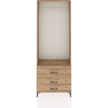 Arges Dolap Tek Raflı 3 Çekmeceli Tek Askılı 88x30x243 Çam-çam Çam