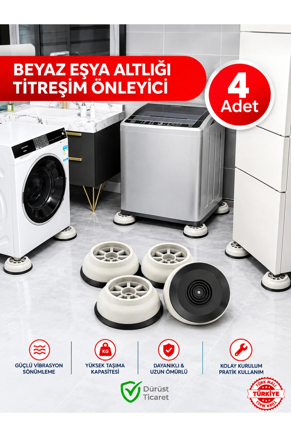 Çamaşır Bulaşık Makine Buzdolabı Kaydırmaz Vantuz Ayağı Titreşim Sarsıntı Önleyici Ayak Seti
