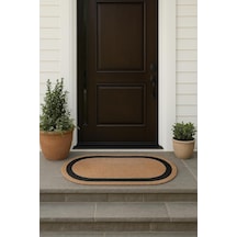 Tr Oval Jüt Paspas, Kahverengi Ve Siyah Çizgili, Dekoratif Kapı Önü Ve Banyo Paspası Hasır, 50x80, Oval Diğer