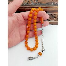 Sarı Hareli Küre Kesim Sıkma Kehribar Tesbih... Ölçü: 10 10