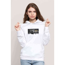 Shakira Whenever Baskılı Kadın Kapüşonlu Beyaz Sweatshirt