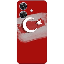 Realme Note 60 Uyumlu Türkiye Harita Detaylı Türk Bayrağı Baskılı Silikon Kılıf Renkli