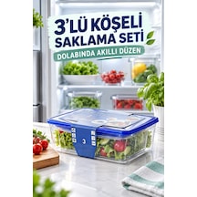 3 Lü Köşeli Saklama Kabı Seti