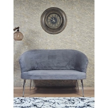 Zafir İkili Teddy Krom Kaplama Sivriltme Ayak Çay Seti Koltuk İkili Berjer , Balkon, Salon, Ofis Gri