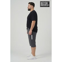 Süperlife Büyük Beden Erkek Kapri Şort Brooklyn Baskılı Rahat Kalıp 3xl-6xl Spr26bsr591-02 Füme