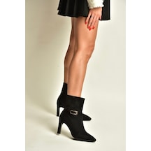 Fox Shoes Z404721102 Siyah Süet İnce Topuklu Kadın Bot