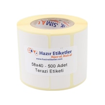 Eko Termal Terazi Etiketi 58mm X 40mm Ruloda 500 Adet 40mm Kuka Çapında Direk Termal Transfer E 1