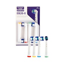 Accurate Clean Eb20-x Şarjlı Diş Fırçası Oral-b Diş Fırçalarına Uyumlu 4 Adet Yedek Başlık Tek Ebat