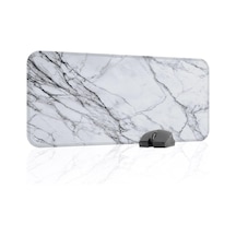 Tr Beyaz Mermer Desenli Oyuncu Gaming Mouse Pad Kauçuk Kaymaz Taban Mousepad V3, 70x30 Xl