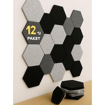 Beylini 12'li Akustik Panel Keçe Kendinden Yapışkanlı Duvar Kaplama Ses Ve Isı Yalıtım Duvar Kaplama 10 Mm Kalınlık 26x30 Cm Karışık