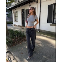 Madmext Füme Straight Wide Kadın Jean Mg2000-füme Füme