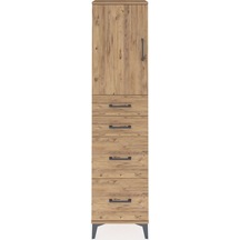 Arges Dolap Tek Raflı 4 Çekmeceli Tek Kapaklı 44x30x182 Çam-çam Çam
