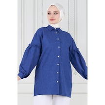 Sevitli Kolu Fırfır Detaylı Tunik-lacivert-3618-lacivert Lacivert