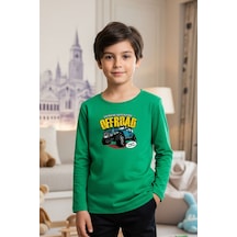 Fyk Kids Sıfır Yaka Off Road Baskılı Erkek Çocuk Sweatshirt Yeşil