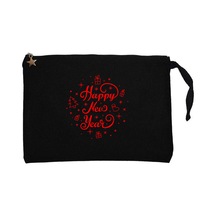 Happy New Year Red Siyah Clutch Astarlı Cüzdan / El Çantası