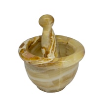 Doğal Taş Oniks, Mutfak Eşyaları, Havan, Sarımsak Döveci,