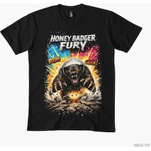 Flood Of Style Honey Badger Fury T-shirt Erkekler Kadınlar Için % 100% Pamuklu Tişörtler Kısa Kollu Üstler 0 Siyah