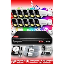 Bayicam 10 Kameralı Süper 10 Dış Kamera Set 250 GB 5 MP 2K Renkli Gece Görüşlü Güvenlik Kamerası Sistemi
