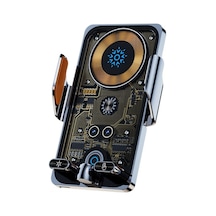 Kızılötesi Sensörlü Telefon Şarjı İle F18 Alüminyum Alaşımlı Braket Araba Kablosuz Şarj Cihazı Şeffaf Gümüş