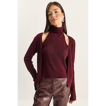 Shade Kadın Halter Yaka İçten Bluz Detaylı Hırka Th251006 60283834 - Bordo