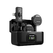 Lenyes Lm204-l Akıllı Gürültü Engelleyici Lightning Bağlantılı Kablosuz Yaka Mikrofonu Siyah
