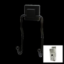 Siyah - 2li Metal Sarkık Askı Kare Güçlü Yapışkanlı 8x9x19cm Çok Renkli