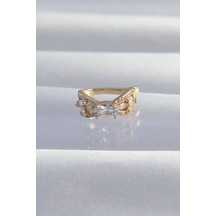 Gold Renk Zirkon Taşlı Earcuff Küpe Tekli Çok Renkli
