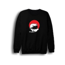 Death Note Anime Baskılı Unisex %100 Pamuk Bisiklet Yaka Siyah Sweatshirt Siyah