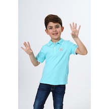 Toontoy Kids Toontoy Erkek Çocuk Polo Yaka Çıtçıtlı Kısa Kollu Baskılı Tişört 23363 Mint Yeşili