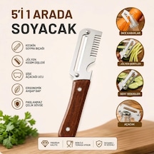 5&amp 39 İ 1 Arada Çok Fonksiyonlu Sebze Ve Patates Soyucu, Paslanmaz Çelik Bıçaklı, Ahşap Saplı Mu Çok Renkli