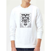 Sevenfold A7X Kuru Kafa Baskılı Beyaz Erkek Örme Sweatshirt