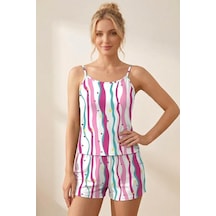 Norcia Sports Yıldız Ve Kalp Desenli Çizgili İp Askılı Şortlu Pijama Takımı 4612 -çok Renkli - 929323077 Çok Renkli - 929323077 Çok Renkli