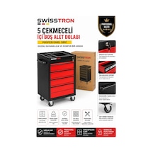 Swisstron Sws5drw 5 Çekmeceli Takım Arabası Kilitli, Tekerlekli, Geniş Hacimli Metal Alet Dolabı