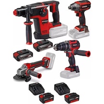 Einhell TP-HD 18/26 + TP-CI 18/220 + TP-CD 18/70 Li + TP-AG 18/125 Ce Q-2x4.0ah+2x2.5AH Kömürsüz Darbeli Profesyonel Set