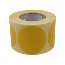 Sarı Renk Zemin Baskılı Kuşe Etiket 40mm Çapında 500 Adet 40mm Kuka Çapı Sarı Çok Renkli