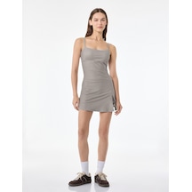 Koton Slim Fit İp Askılı Pencere Detaylı Mini Spor Elbise Kahverengi Ekose 6sak30165nk Kahverengi Ekoseli