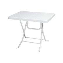Omnipazar Mt-gfm210 Picnic Plastik Dikdörtgen Katlanır Bahçe Balkon Masa 60x85 Cm Beyaz