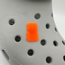 Crocs Terlik Süsü Ve Aksesuarı , Çanta Süsü Jibbitz Hribo Ayıcık Şeffaf Alt 03 Görsel Figür Aksesuar Neon Turuncu