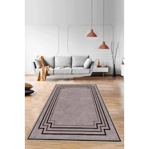 Bej Çerçeveli Kaymaz Tabanlı Makinede Yıkanabilir Halı Rv051n11