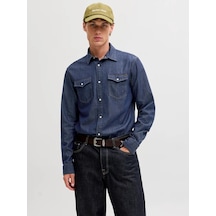 Jack & Jones Erkek Koyu Mavi Kot Gömlek - 12138115