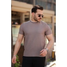 Suma Erkek Omuzlar Çizgi Detaylı Kısa Kollu T-shirt Pudra