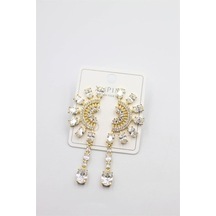 Taşlı Küpe - Altın Çok renkli 25595823