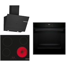 Bosch HJG852YB0T - PKE611BA2E - DWK67PJ60T Elektrikli Ocaklı Siyah 3 Lü Ankastre Set 658