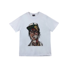 Stoned&Fame Unisex Wiz Khalifa Baskılı T-shirt Beyaz