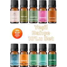 Yeşil Bahçe Esansiyel Uçucu Koku Yağı Buhurdanlık Yağı Difüzör Esansı 10'lu Set 10x10ml Karışık