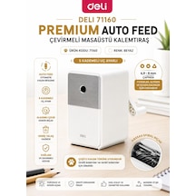 Deli 71160 Premium Auto Feed Çevirmeli Masaüstü Kalemtıraş Beyaz 5 Kademe Uç Ayarlı