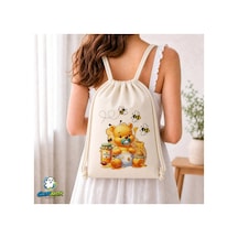 Ghostbastır Design Winnie The Pooh Büzgülü Keten Çanta C369 Bej