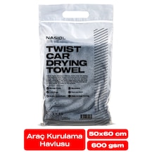 Nasiol Yüksek Su Emici Özellikli Mikrofiber Araç Kurulama Havlusu Çiziksiz Temizlik 50 x 60 CM 600 Gsm