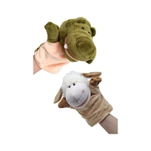 Kukla Ağzı Hareket Edebilen Peluş 2'li Kukla - Timsah-kuzu