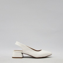 Kanuga Bb2022-10 Beyaz Kadın Arkası Açık Topuklu Ayakkabı Beyaz-36